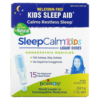 Boiron, Kids, SleepCalm, жидкие дозы, для детей от 3 лет, без мелатонина, 15 предварительно отмеренных жидких доз, по 1 мл (0,034 жидк. Унции)