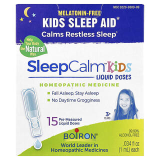 Boiron, Kids, SleepCalm Doses Líquidas, 3+ Anos, Sem Melatonina, 15 Doses Líquidas Pré-Medidas, 0,034 fl oz (1 ml) Cada