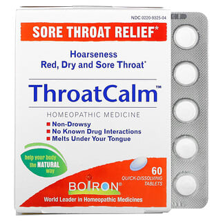 Boiron, ThroatCalm, Sore Throat Relief, Linderung von Halsschmerzen, 60 schnellauflösende Tabletten