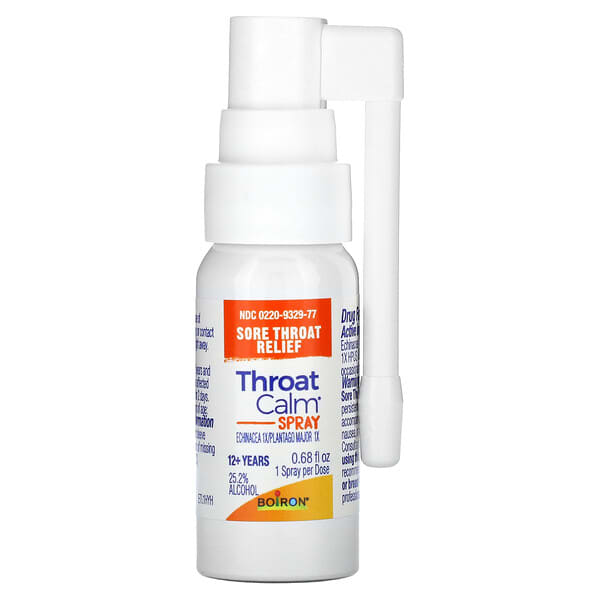Boiron, ThroatCalm® 스프레이, 12세 이상, 허브 민트, 20ml(0.68fl oz)