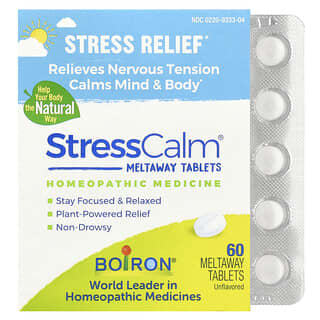 Boiron, Stress Calm Meltaway Tablets, Schmelztabletten zur Beruhigung bei Stress, geschmacksneutral, 60 Schmelztabletten