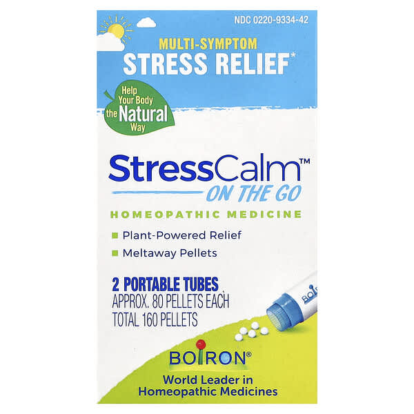 Boiron, StressCalm® 온 더 고, 휴대용 튜브 2개, 펠릿 1개당 80정