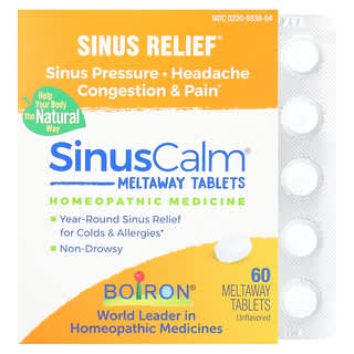 Boiron, Sinus Relief, Sinus Calm, Sem Sabor, 60 Comprimidos Orodispersíveis