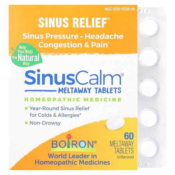 Boiron, Sinus Relief, Sinus Calm, Unflavored, 60 Meltaway Tablets