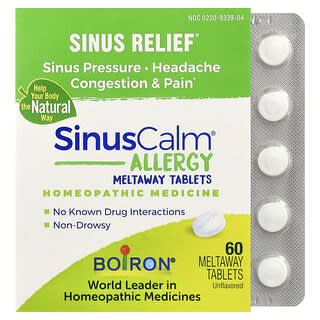 Boiron, SinusCalm Allergy、Sinus Relief、無香料、60 Meltaway Tablets