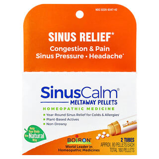Boiron, SinusCalm® Meltaway Pellets, 2 Tubes, Approx. 80 Pellets Each
