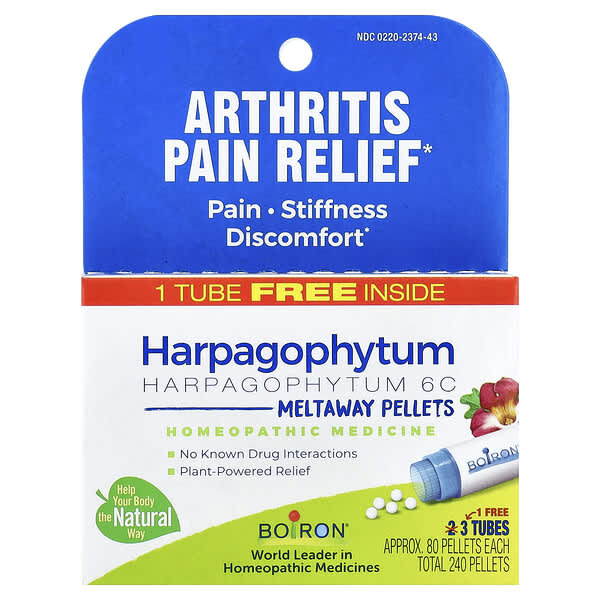 Boiron‏, Harpagophytum Meltaway Pellets, ‏3 שפופרות, 80 כדוריות כל אחת