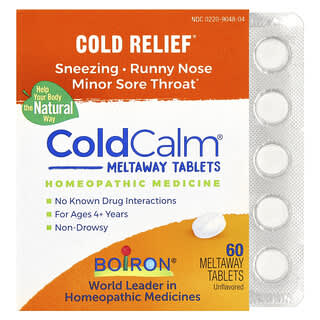 Boiron, ColdCalm® Meltaway, Ages 4+, Unflavored, 60 Meltaway Tablets