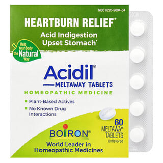 Boiron, Acidil, Heartburn Relief, Unflavored, 60 Meltaway Tablets