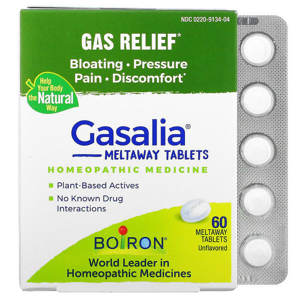 Boiron, Gasalia, Gas Relief, geschmacksneutral, 60 Meltaway-Tabletten