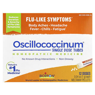 Boiron, Oscillococcinum®, Flu-Like Symptoms, 12 Meltaway Pellets, 0.04 oz (1 g) Each