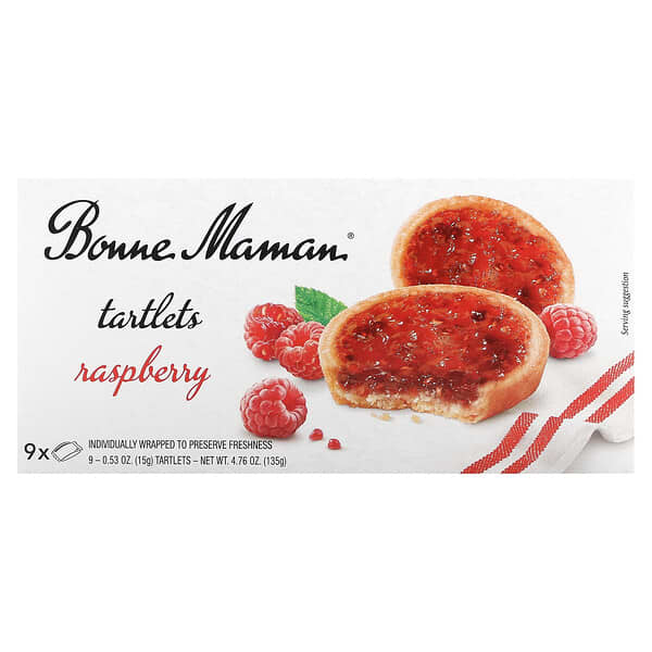 Bonne Maman, 果餡餅，樹莓味，9 個果餡餅，每個 0.53 盎司（15 克）