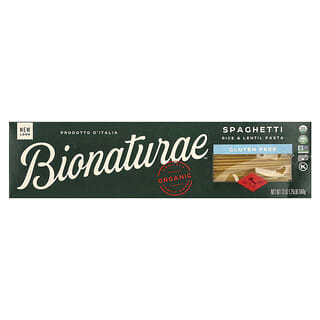 Bionaturae, 100％オーガニックグルテンフリー、ライス＆レンズ豆パスタ、スパゲッティ、340g（12オンス）