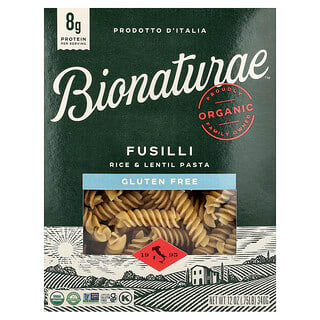 Bionaturae, Pasta de arroz y lentejas sin gluten, Fusilli, 340 g (12 oz)