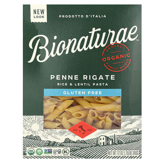 Bionaturae, Паста из риса и чечевицы без глютена, пенне ригате, 340 г (12 унций)