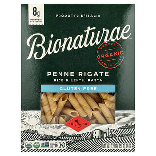 Bionaturae, Pasta de arroz y lentejas sin gluten, Penne rigate, 340 g (12 oz)