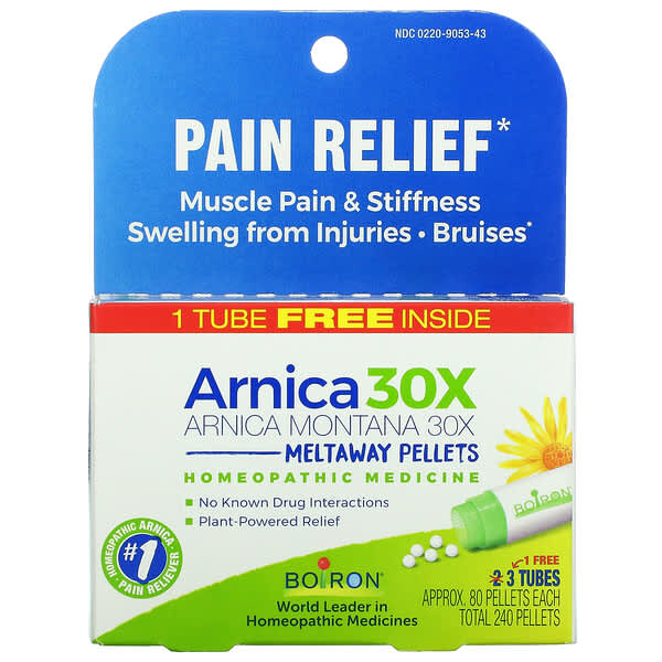 Boiron, Single Remedies‏, Arnica 30X, 3 Tubes, Approx. 80 Quick-Dissolving Pellets Each