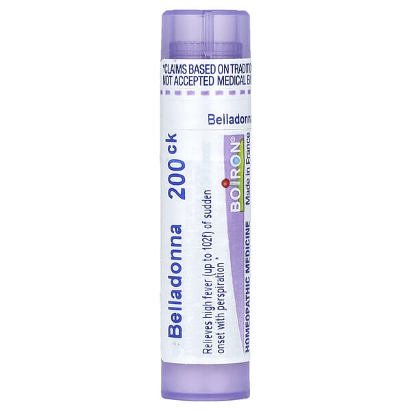 Boiron, 벨라돈나, 200CK, 해열제, 펠릿 약 80개
