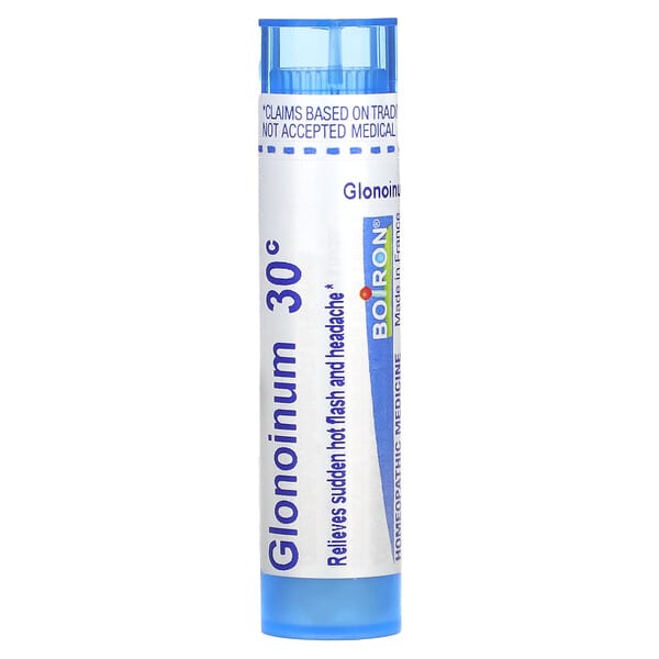 Boiron, Glonoinum, 30C, 폐경기, 펠릿 약 80개