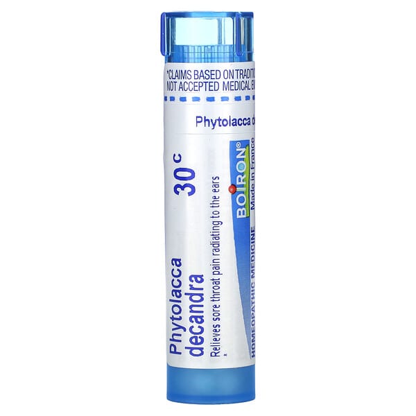 Boiron, 데칸드라, 30C, 인후통 완화, 펠릿 약 80개