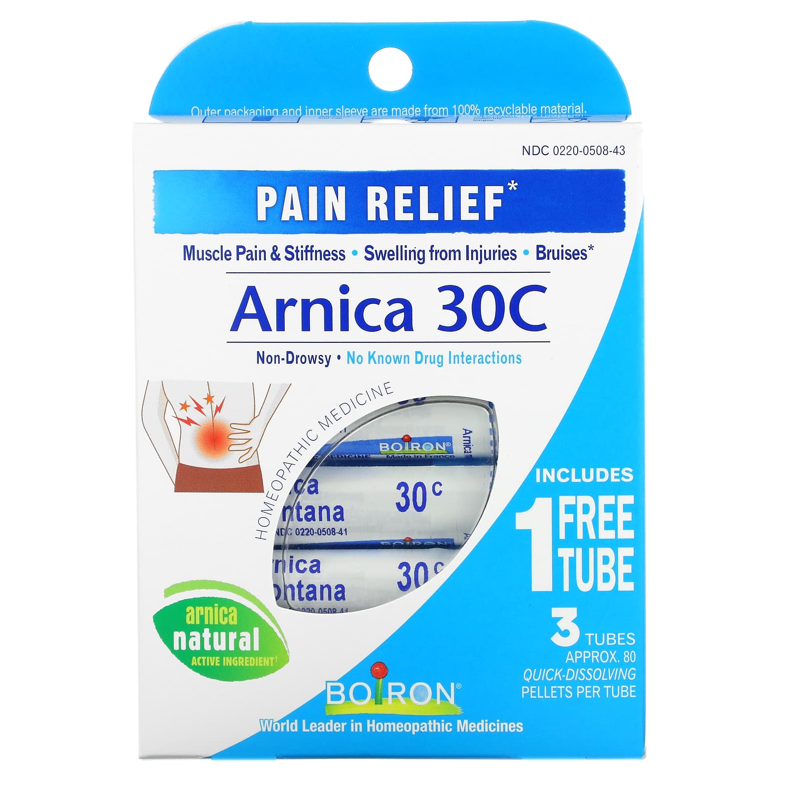 Boiron, Single Remedies, Arnica, Pain Relief, 30C, 3 Tubes, Approx