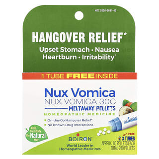 Boiron, Nux Vomica 30C, 3 tuubia, noin 80 pellettiä per tuubi