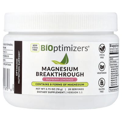 BIOptimizers, Magnesium Breakthrough, Raspberry Lemonade Flavor, 4.7 oz (134 g)