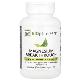 BiOptimizers, Magnesium Breakthrough, Magnesium, 500 mg, 50 pflanzliche Kapseln (250 mg pro Kapsel)