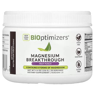 BiOptimizers, Magnesium Breakthrough, Ponche de frutas, 126 g (4,4 oz)