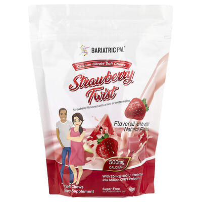 BariatricPal, Calcium Citrate Soft Chewable Tablets, Strawberry Flavor, 90 Soft Chewable Tablets