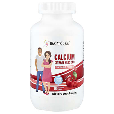 BariatricPal, Calcium Citrate Plus 500, Cherry Flavor, 90 Chewable Tablets