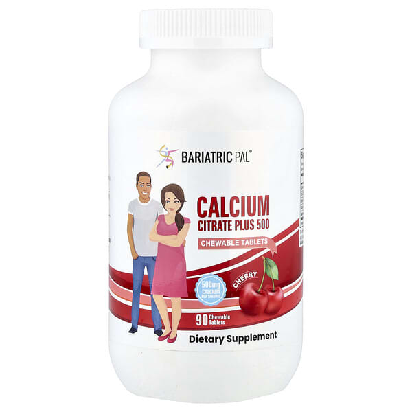 BariatricPal Calcium Citrate Plus 500, Cherry, 90 Chewable Tablets