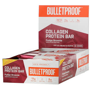 BulletProof, Collagen Protein Bar, Fudge Brownie, 12 Bars, 1.4 oz (40 g) Each
