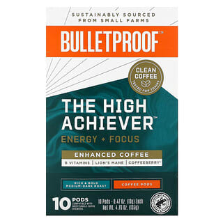 BulletProof, The High Achiever（ハイアチーバー）コーヒーポッド、ミディアムダークロースト、10個、各13g（0.47オンス）