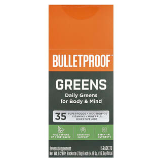 BulletProof, Verduras de hoja, 15 sobres, 7,9 g (0,28 oz) cada uno