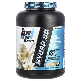 BPI Sports, Hydro HD™, Proteína de suero de leche hidrolizada, Helado de vainilla, 2176 g (4,8 lb)