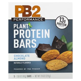 PB2 Foods, PB2 Performance, Plant Protein Bars, Chocolate Almond, 5 Bars, 1.58 oz (45 g) Each