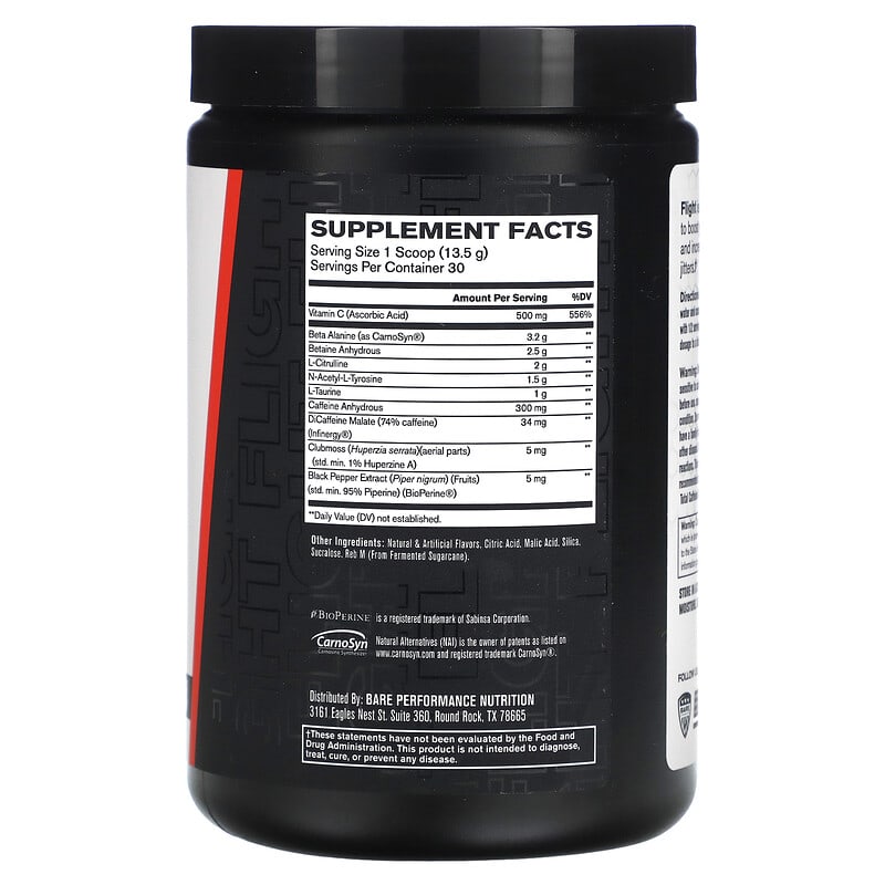 Bare Performance Nutrition Flight Pre Workout Powder (30 Servings, Sour  Watermelon) 