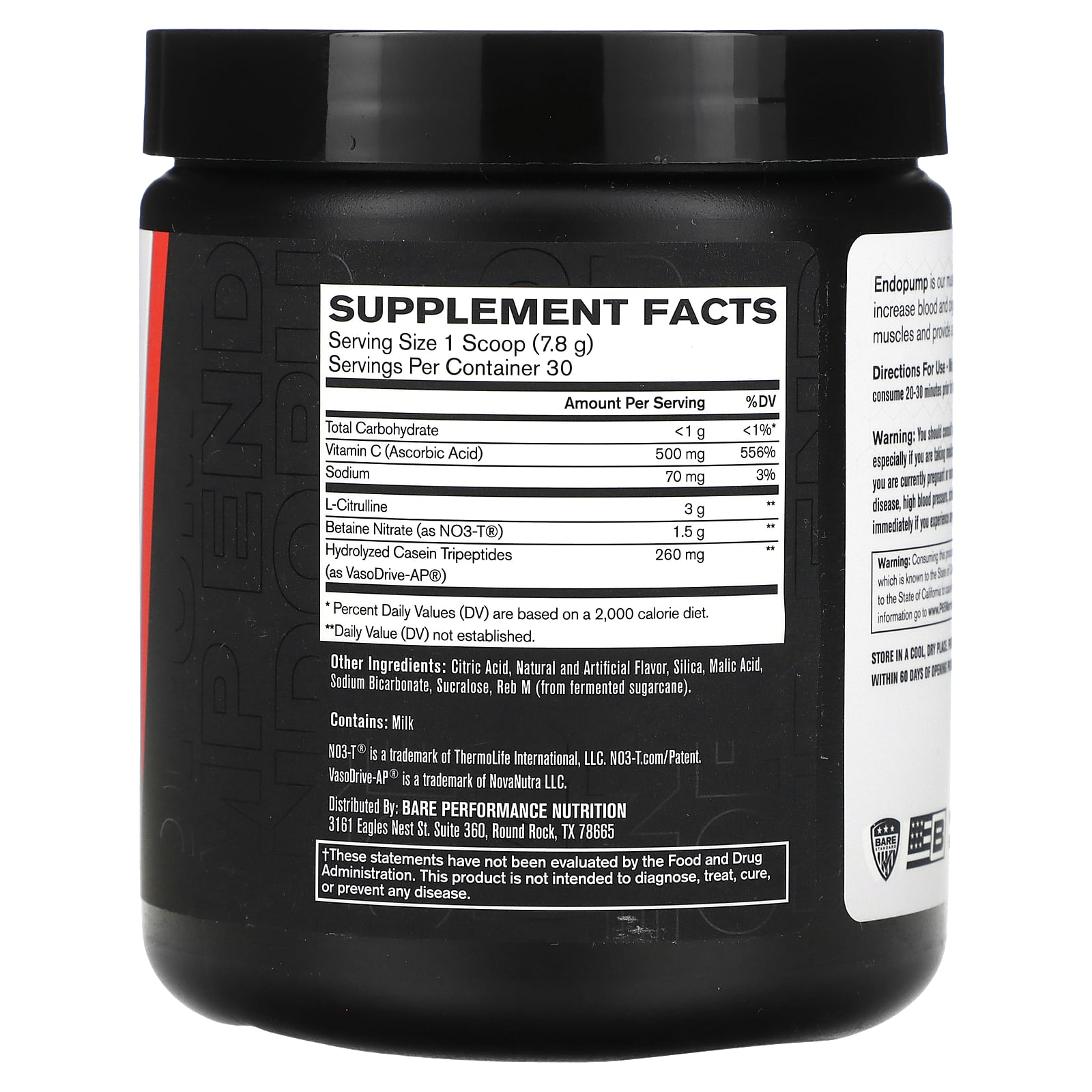 Bare Performance Nutrition, Endo Pump, Muscle Pump Enhancer, Blue