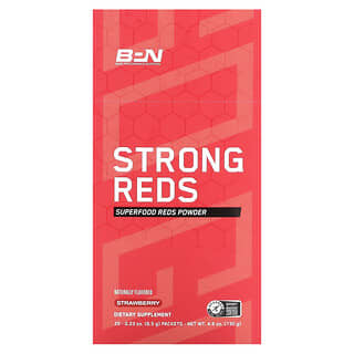 BPN‏, Strong Reds‏, אבקת Superfood Reds‏, אבקת אדום, תות, 20 שקיקים, 6.5 גרם (0.23 אונקיות) כל אחד
