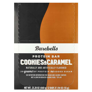 Barebells, Barrita proteica, Galletas y caramelo, 12 barritas, 55 g (1,94 oz) cada una