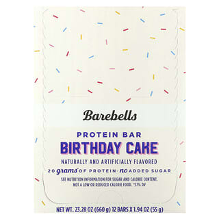 Barebells, Protein Bar, Birthday Cake, 12 Bars, 1.94 oz (55 g) Each