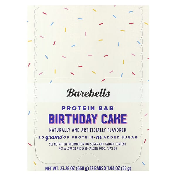 Barebells, Protein Bar, Birthday Cake, 12 Bars, 1.94 oz (55 g) Each