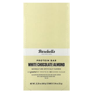 Barebells, Barrita proteica, Chocolate blanco y almendras, 12 barritas, 55 g (1,94 oz) cada una