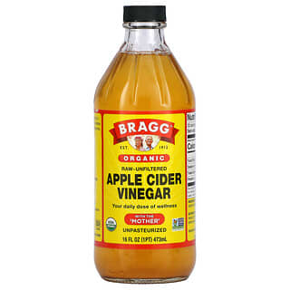 Bragg, 有机苹果醋（含醋母），未加工 - 未过滤，16 液量盎司（473 毫升）