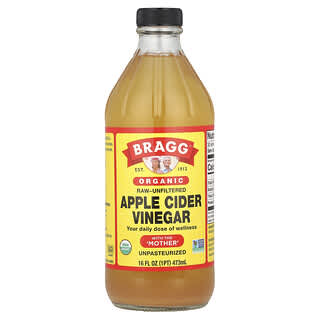 Bragg, Vinagre de sidra de manzana orgánico con la 'madre', Crudo, sin filtrar, 473 ml (16 oz. Líq.)