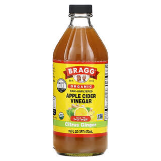Bragg, Organic Apple Cider Vinegar With The 'Mother', Raw-Unfiltered, Citrus Ginger, 16 fl oz (473 ml)