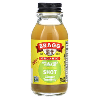 Bragg, Organic Apple Cider Vinegar Prebiotic Shot, Ginger Turmeric, 2 fl oz (59 ml)
