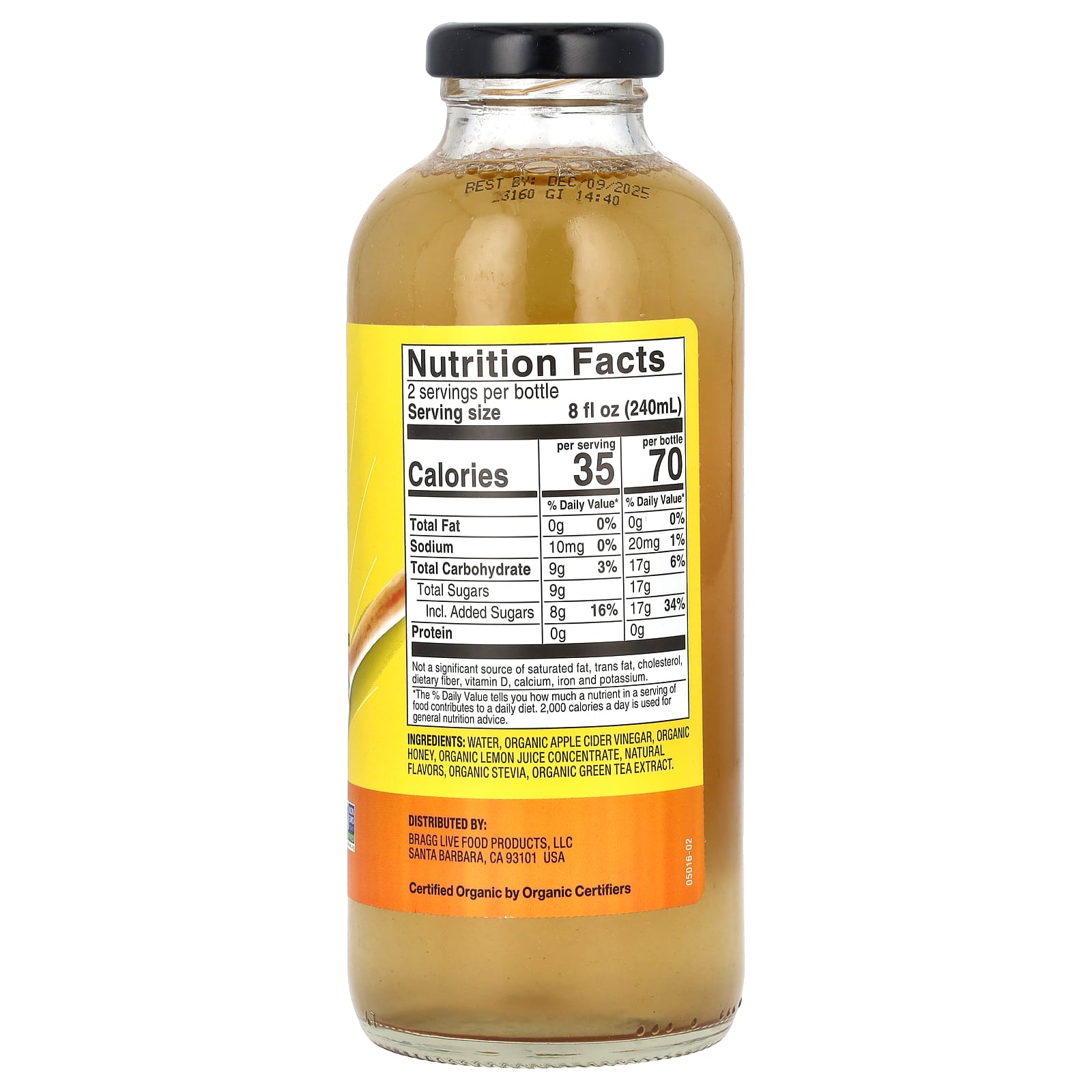 Bragg, Organic Apple Cider Vinegar Refreshers, Prebiotic, Honey & Green