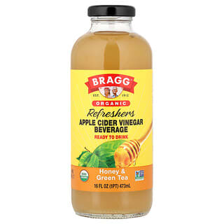 Bragg, Organic Apple Cider Vinegar Refreshers, Beverage, Honey & Green Tea, 16 fl oz (473 ml)